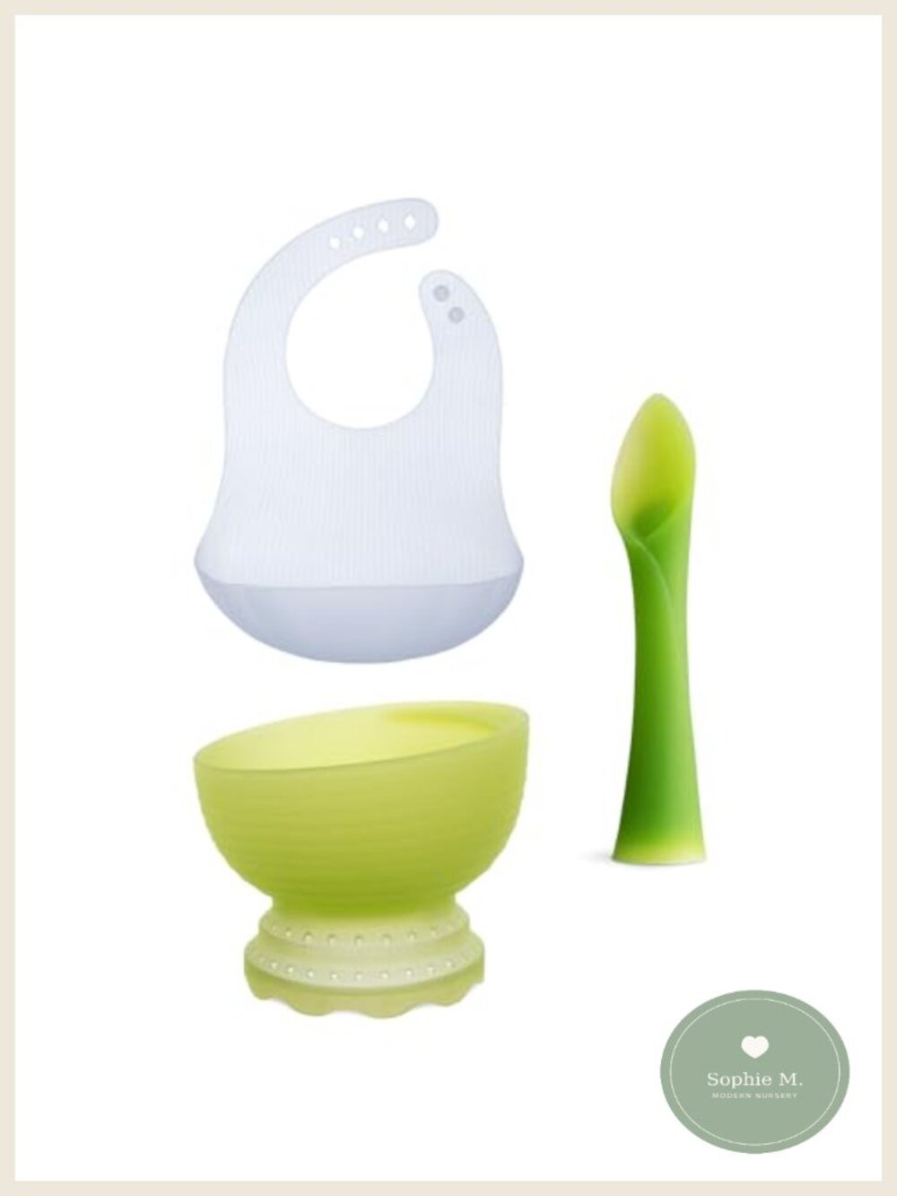 Silicone Baby Feeding Bib with Travel Case & Spoon